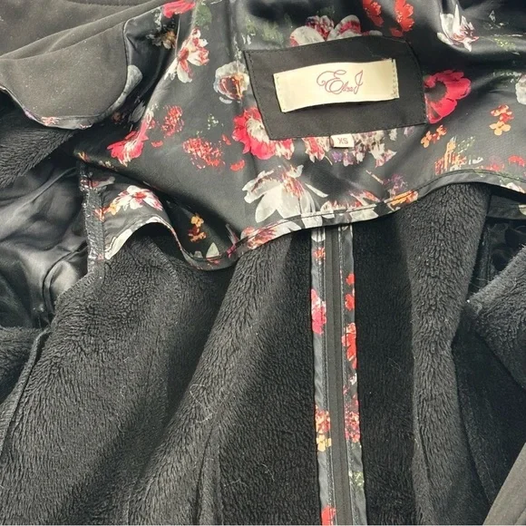 Eliza J Jacket Women’s XS Trench Coat Midi Classic Preppy Fleece Lined Zip Black - Picture 8 of 15